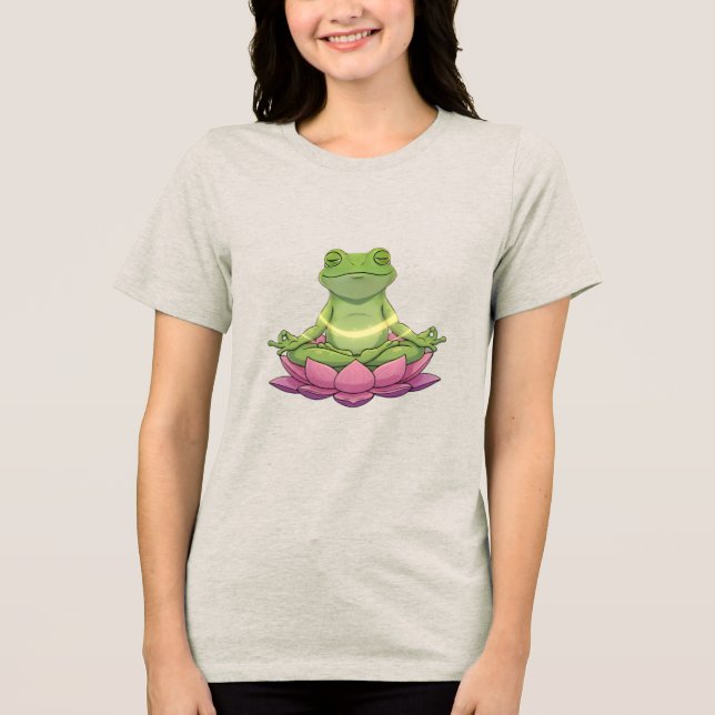 T-shirt En Tri-matière Frog Meditating On Flower Cute Funny Womens (Recto)