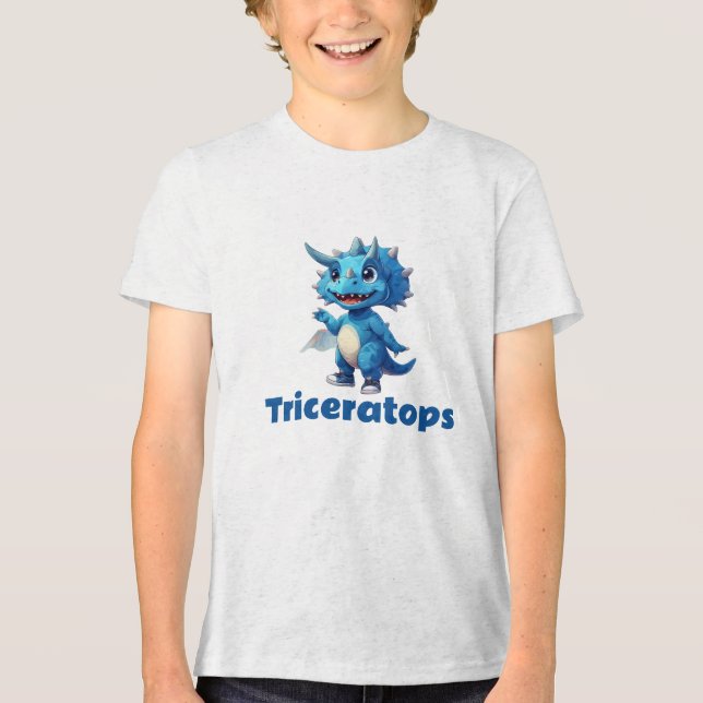 T-shirt En Tri-matière Fröhlicher Triceratops für kleine Dino-Fans (Recto)