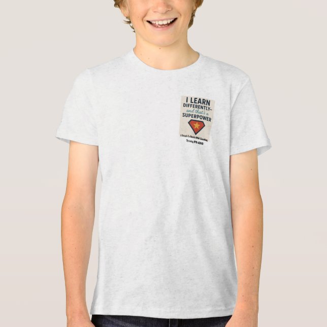T-shirt En Tri-matière Fruit Avec Le TDAH*, J'Apprends Différemment (Recto)