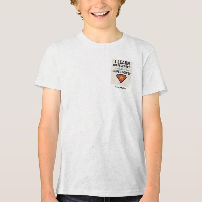 T-shirt En Tri-matière Fruit Avec Le TDAH*, J'Apprends Différemment (Recto)