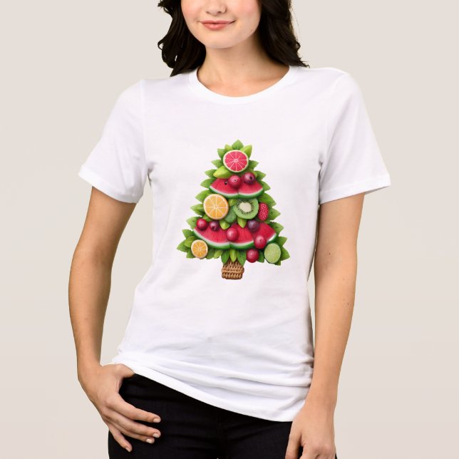 T-shirt En Tri-matière Fruity Christmas Tree Healthy Holiday Design (Recto)
