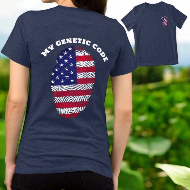 T-shirt En Tri-matière Fun US Flag Empreinte ADN Poche & Dos (tee shirt front pocket and back template text design)
