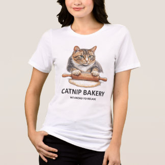 T-shirt En Tri-matière Funny Cat Baker T-Shirt 😺 “Catnip Bakery” | Cute 