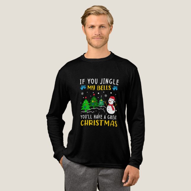 T-shirt En Tri-matière Funny Christmas T-Shirt – Cheeky ‘Jingle My Bells’ (Recto complet)
