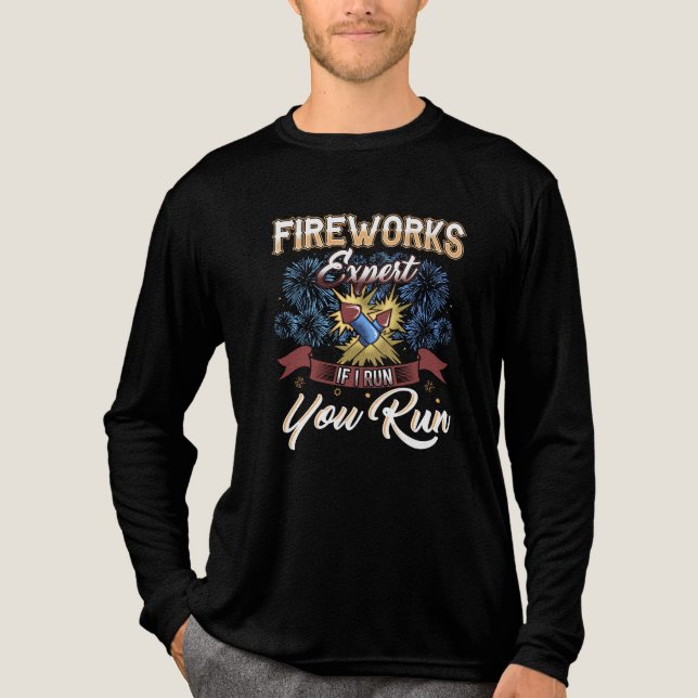 T-shirt En Tri-matière Funny Fireworks Expert Run Si j'exécute Humour (Recto)