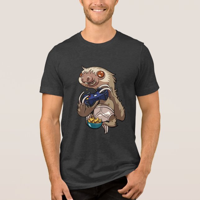 T-shirt En Tri-matière Funny Gamer Sloth Playing Console Games Cartoon (Recto)