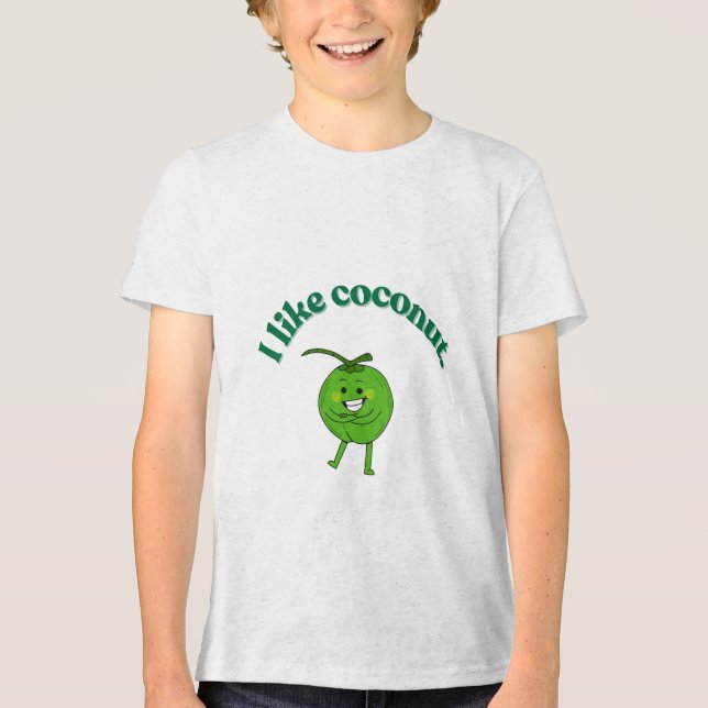 T-shirt En Tri-matière Funny "I Like Coconuts" Kids T-Shirt – Cute Green  (Recto)