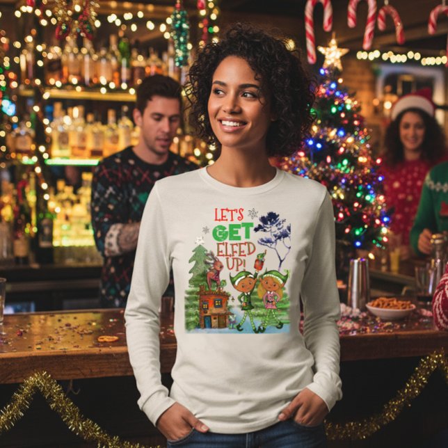 T-shirt En Tri-matière Funny Let's Get Elfed Up Christmas Party (Funny Let's Get Elfed Up Christmas Party Tri-Blend Shirt)