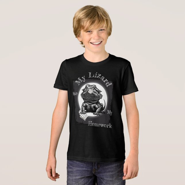 T-shirt En Tri-matière Funny "My Lizard Ate My Homework" Black (Recto plein)