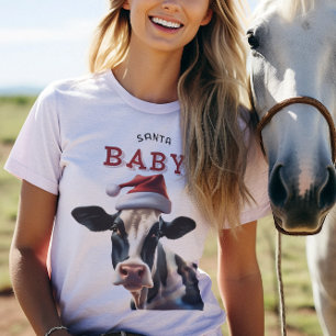 T-shirt En Tri-matière Funny Père Noël bébé Noël Holstein vache