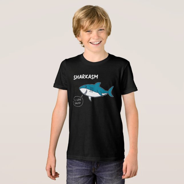 T-shirt En Tri-matière Funny Sharkasm 'I Love Salad' Cartoon T-Shirt Grap (Recto plein)