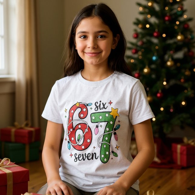 T-shirt En Tri-matière Funny Six Seven 67 Meme Christmas Lights Kids (Créateur téléchargé)