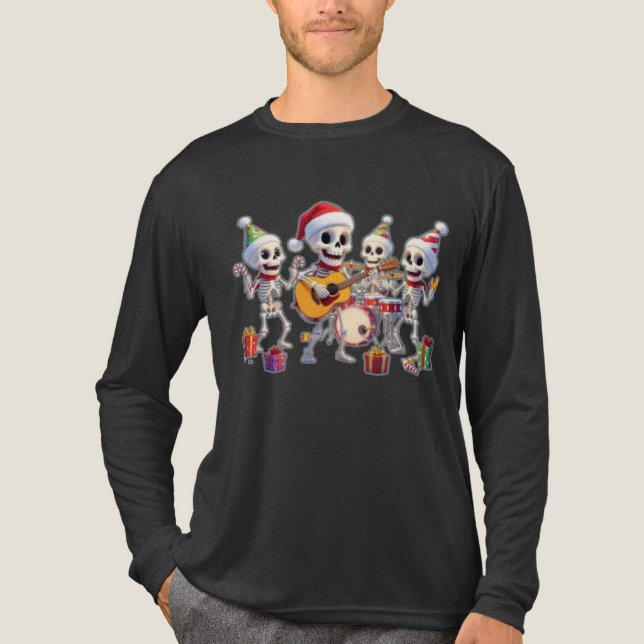 T-shirt En Tri-matière Funny Skeleton Band Christmas & New Year – 3D Cart (Recto)