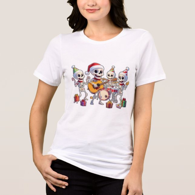 T-shirt En Tri-matière Funny Skeleton Band Christmas & New Year – 3D Cart (Recto)