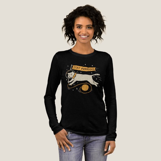 T-shirt En Tri-matière Funny Stay Furrious Cat Astronaut Space Pet Wool  (Recto complet)
