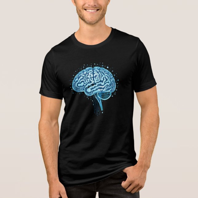 T-shirt En Tri-matière "Futuristic Circuit Brain – Minimalist Tech & AI T (Recto)