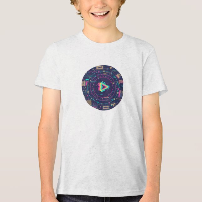 T-shirt En Tri-matière Futuristic Digital Play Button Abstract design  (Recto)