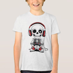 T-shirt En Tri-matière Gamer Skeleton - Funny Halloween Gaming