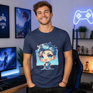 T-shirt En Tri-matière Garçon Chibi Mignon Dessin d'anime au thème d'ea
