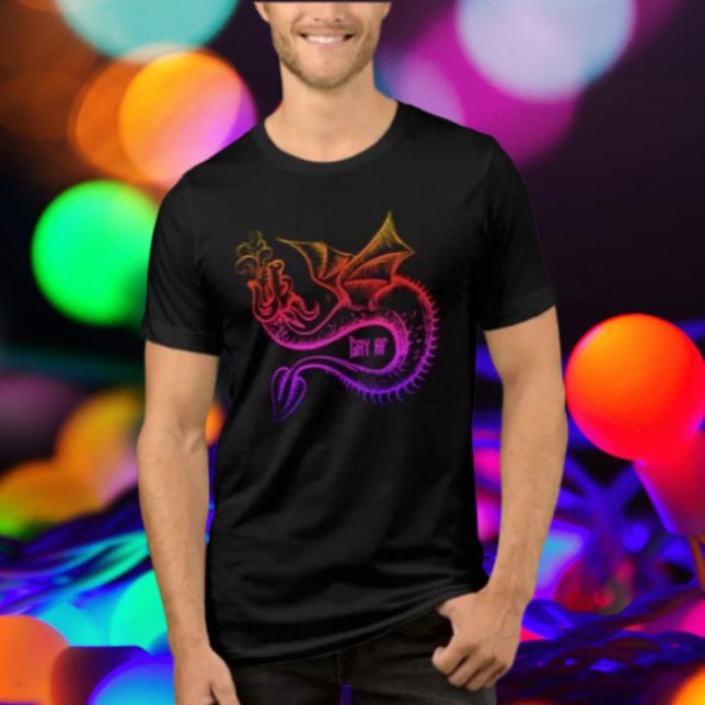 T-shirt En Tri-matière Gay AF Gradient Rainbow Dragon (Créateur téléchargé)