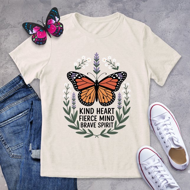 T-shirt En Tri-matière Genre Coeur Fierce esprit brave Esprit Papillon Te (Créateur téléchargé)
