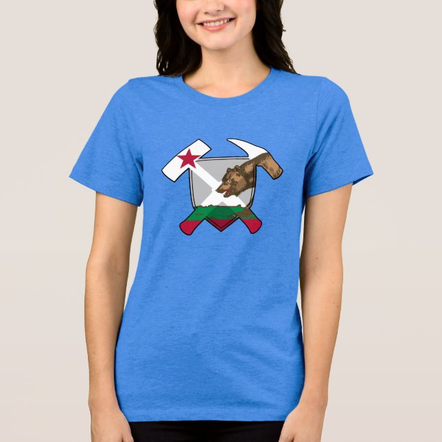 T-shirt En Tri-matière Géologue californien - Rock Hammer et Shield (Recto)