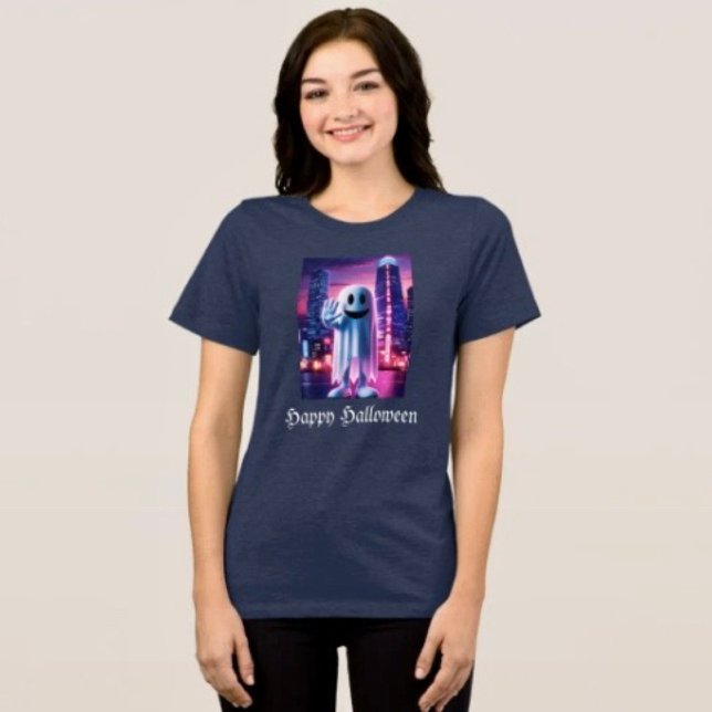 T-shirt En Tri-matière Ghosty Wave & Urban Lights  (Comfy tri-blend women’s tee feminine fit, scoop neck, short sleeves, relaxed fit.  
)