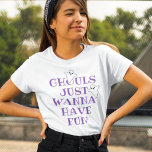 T-shirt En Tri-matière Ghouls veut juste s'amuser Halloween violet<br><div class="desc">Célébrez l'Halloween avec style avec cette mignonne chemise violette "Ghouls just want to have fun". Dispose de texte violet élégant (la couleur peut être customisée) avec deux petits fantômes.</div>