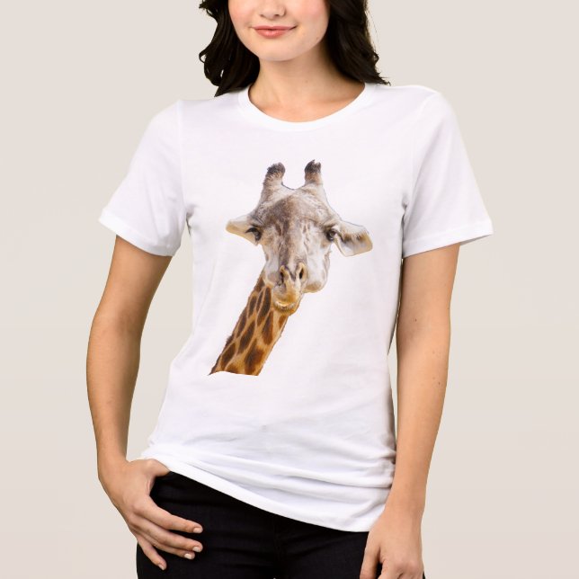 T-shirt En Tri-matière Girafe avec une faune de grain amusant (Recto)