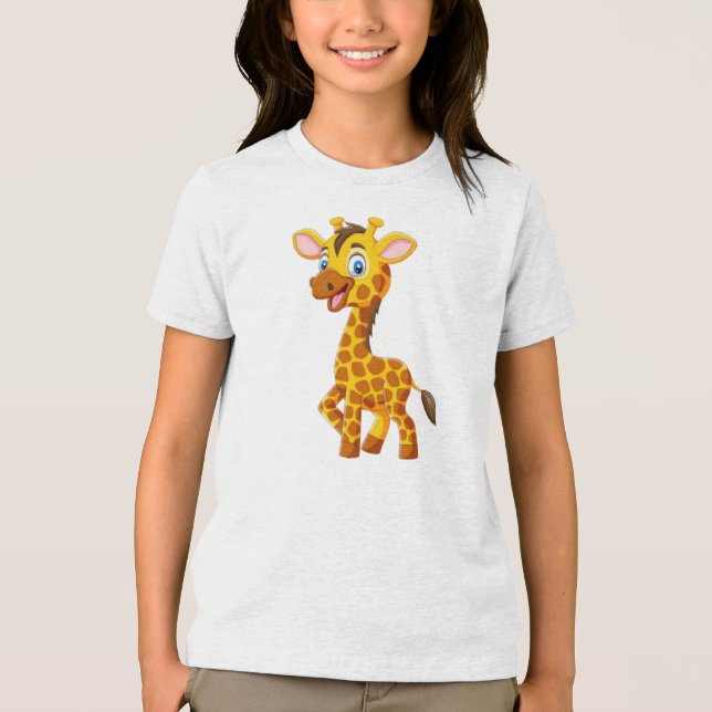 T-shirt En Tri-matière Giraffe Bébé mignonne Carton souriant-35280 (Recto)