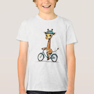 T-shirt En Tri-matière Giraffe Riding a Bicycle - Crayon à main