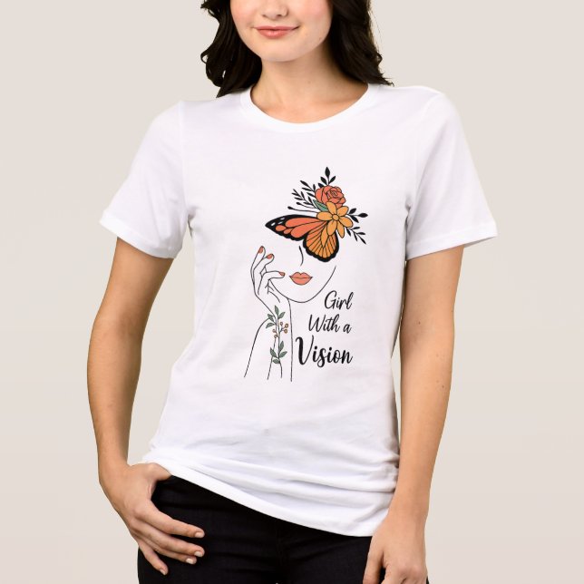 T-shirt En Tri-matière  Girl With a Vision Butterfly Line Art (Recto)