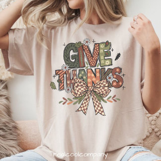 T-shirt En Tri-matière Give Thanks Boho Patchwork Graphic T Shirt 