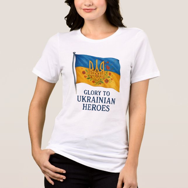 T-SHIRT  EN TRI-MATIÈRE GLORY TO UKRAINIAN HEROES.  (Recto)