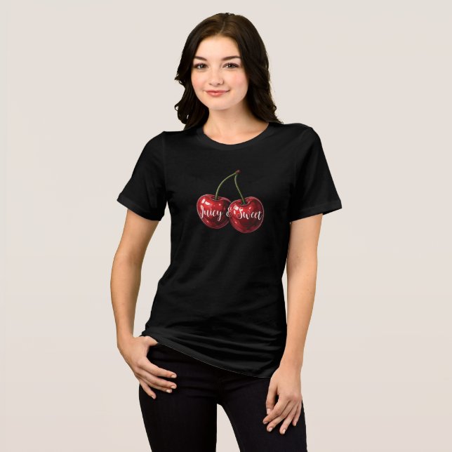 T-shirt En Tri-matière Glossy Red Cherries Retro Glam "Juicy & Sweet" (Recto plein)