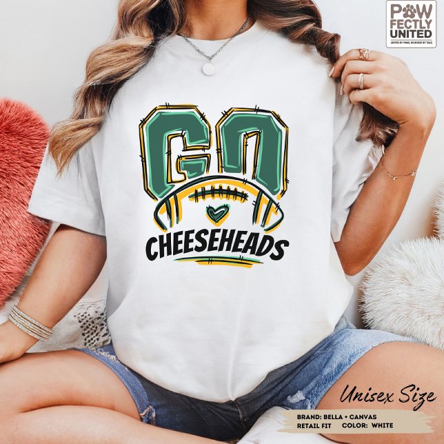 T-shirt En Tri-matière Go Cheeseheads Football Fan Vert Jaune Personnalis (Football fan t-shirt Yellow Green Bay Cheeseheads custom text and colors gift for football lover fan)