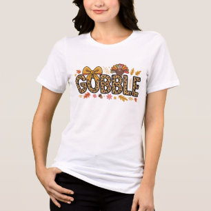 T-shirt En Tri-matière Gobble Turquie Thanksgiving Coquette Bow Leopard