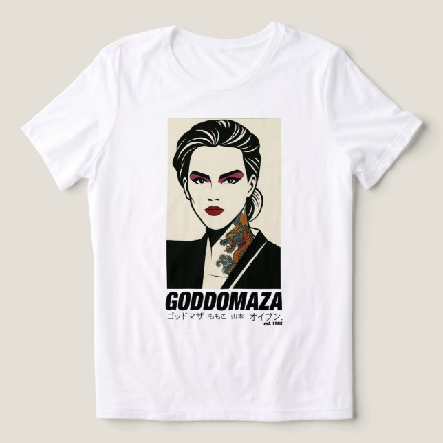 T-SHIRT  EN TRI-MATIÈRE GODDOMAZA EST. 1985 PT. 2 FEMMES BLANC TEE (Design Recto)