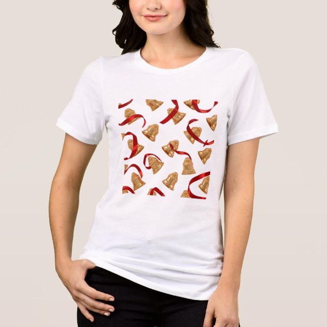 T-shirt En Tri-matière Golden Bells & Ribbon Pattern (Recto)