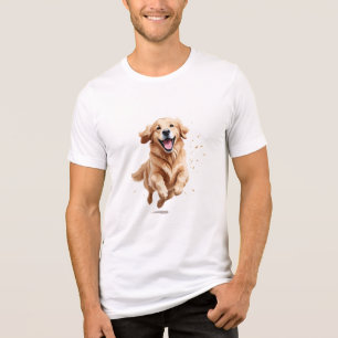 T-shirt En Tri-matière Golden Retriever Joyeux Jouer Fun Jumping En Air