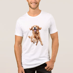 T-shirt En Tri-matière Golden Retriever Joyeux Jouer Fun Jumping En Air