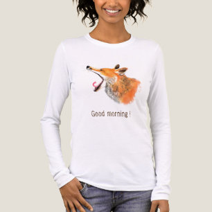 T-shirt En Tri-matière Good Morning Yawning Fox et textez votre drôle