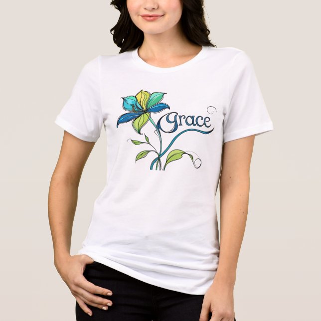 T-shirt En Tri-matière Grace in Bloom" – Inspirational Floral Art Tee (Recto)