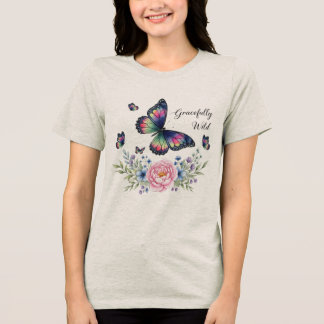 T-shirt En Tri-matière 'Gracefully Wild'- conception de Maaya Prints, Fem