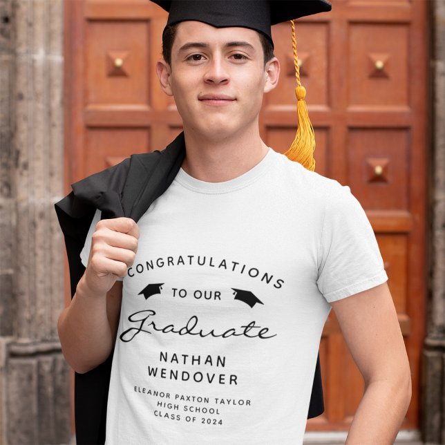 T-shirt En Tri-matière Graduation Casquette de script noir 2025 (Créateur téléchargé)