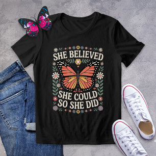 T-shirt En Tri-matière Graduation florale de papillon rétro