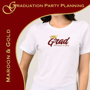 T-shirt En Tri-matière Graduation Maron et Gold Grad Day Personnalisé