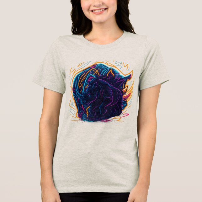 T-shirt En Tri-matière Graffiti Neon Rhino (Recto)