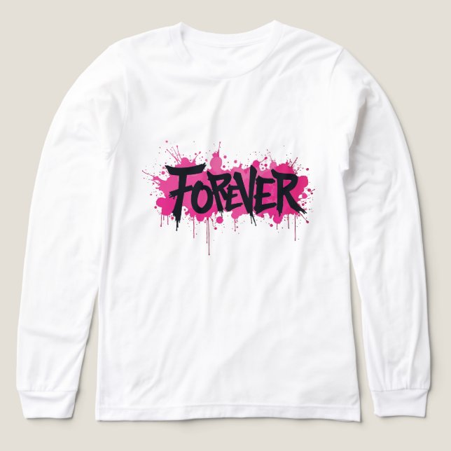 T-shirt En Tri-matière Graffiti rose "FOREVER" (Motif recto)