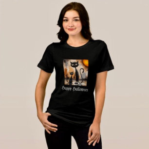 T-shirt En Tri-matière Grand Chat Petit Chat Halloween
